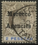 Morocco Agencies -  Gibraltar SG.23  2 peseta. black & blue  very fine used.