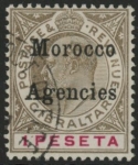 Morocco Agencies -  Gibraltar SG.22  1 peseta. black & carmine  very fine used.