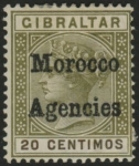 Morocco Agencies -  Gibraltar SG.3  20c olive-green & brown mounted mint.