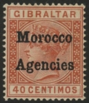 Morocco Agencies -  Gibraltar SG.5  40c 0range-brown. mounted mint.