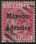 Morocco Agencies -  Gibraltar SG.2  10c  carmine. fine used.