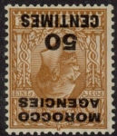 Morocco Agencies -  'French'  SG.207w  50c on 5d yellow-brown block cypher Inverted Wmk. U/M (MNH).