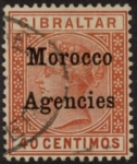 Morocco Agencies -  Gibraltar SG.13  40c orange-brown.  VFU