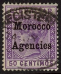 Morocco Agencies -  Gibraltar SG.14  50c bright lilac.  VFU