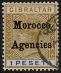 Morocco Agencies -  Gibraltar SG.15  1p. bistre & ultramarine VFU