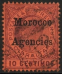 Morocco Agencies -  Gibraltar SG.25  10c  dull purple/red. VFU.