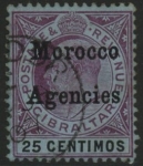 Morocco Agencies -  Gibraltar SG.27  25c  purple & black/blue. fine used.