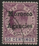 Morocco Agencies -  Gibraltar SG.28  50c  purple & violet.  vfu