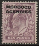 Morocco Agencies -  'British'  SG.36  6d pale dull purple. mounted mint.
