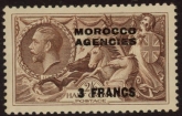 Morocco Agencies -  'French'  SG.225  3f  on 2s6d chocolate brown. U/M (MNH).
