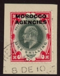 Morocco Agencies -  'British'  SG.37  1s dull green & carmine. very fine used