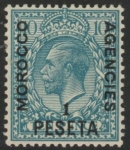 Morocco Agencies -  'Spanish'  SG.135  1p on  10d turquoise blue.  mounted mint.