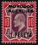 Morocco Agencies -  'Spanish'  SG.120  1p on 10d  dull purple & carmine . lightly mounted mint.