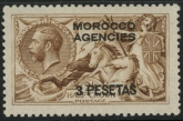 Morocco Agencies -  'Spanish'  SG.142  3p on 2s6d chocolate-brown. lightly mounted mint.