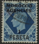Morocco Agencies -  'Spanish'  SG.171 KGVI  1p on 10d turquoise-blue.  fine used.