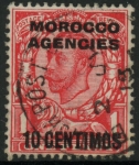Morocco Agencies - 'Spanish' SG.127a 10c on 1d scarlet. variety. 'no cross on crown' .  fine used