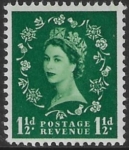 SG.517 1½d green  (1952 Tudor Wmk) U/M (MNH)