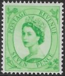 SG.549  7d bright green (1955 Edward Crown Wmk.) U/M (MNH)