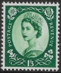 SG.555 1s3d  green. (1955 Edward Crown Wmk.) U/M (MNH)