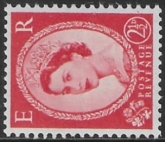 SG.544a  2½d carmine red Type 1. (1955 Edward Crown Wmk. sideways.) U/M (MNH)