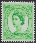 SG.580  7d bright green (1958 Multi Crowns Wmk.) U/M (MNH)