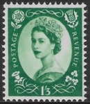 SG.585  1s3d green  (1958 Multi Crowns Wmk.) U/M (MNH)