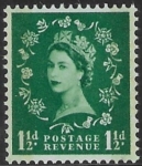SG.601  1½d  green (1959  Phosphor  graphites Edward Crown watermark) U/M (MNH)