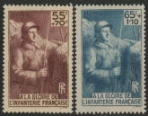 1938 France SG.609-10 Infantry Monument Fund Set of 2 values U/M (MNH)