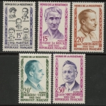 1959 France SG.1418-22 Heroes of the Resistance (3) Set of 5 values U/M (MNH)