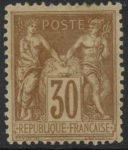 1881 France - SG.237 30c yellow brown TII (N under U) lightly mounted mint.