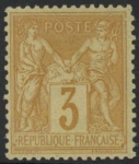 1878 France - SG.249 3c ochre/yellow TII (N under U) U/M (MNH).