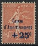1928 France SG.467 'Sinking Fund. 50c +25c  brown-red. mounted mint.