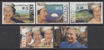 1992 Ascension Island. SG.569-73 40th Anniv. of Queen Elizabeth II's ...