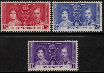 1937 St. Vincent SG.146-8 Coronation set 3 values U/M (MNH) 1937 St. Vincent SG.146-8 Coronation set 3 values U/M (MNH)