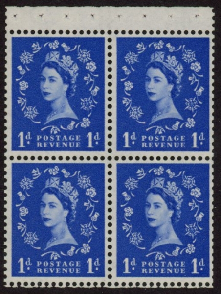 SB34a Crowns 4 x 1d, whiter paper. sideways right wmk. perf AP good perfs.U/M (MNH) SB34a Crowns 4 x 1d, whiter paper. sideways right wmk. perf AP good perfs.U/M (MNH)
