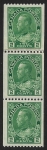 1924  Canada  SG.262  2c deep green perf 12 x imperf strip of 3 with coil join (with RPS cert.) U/M (MNH)