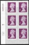 U2920  1p deep crimson M19L Cyld. W1  grid position  R2 C2  SBP T3 s/L  Walsall/ISP  U/M (MNH)