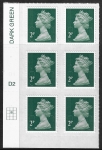 U2921  2p 2B deep green M17L  cyld. D2  grid position R2  C2 DLR  U/M (MNH)