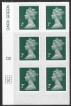 U2921  2p 2B deep green M17L  cyld. D2  grid position R3  C2 DLR  U/M (MNH)