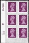 U2920  1p  2B deep crimson   M17L  cyld. D2  grid position R1 C2   SBP  T2  DLR  U/M (MNH)