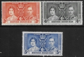 1937  British Honduras  SG.147-9  Coronation set 3 values U/M (MNH)