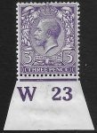 King George V  3d violet Royal Cypher. control W23 imperf M/M