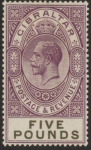 1925 Gibraltar. SG.108 £5 violet & black. - superb U/M (MNH) with Certificate.