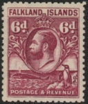 1929 Falkland Islands - SG.121  6d purple. mounted mint.