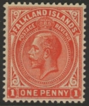 1924 Falkland Islands - SG.74  1d dull vermilion. wmk. multi script CA.  mounted mint.