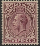 1923 Falkland Islands - SG.75  2d deep brown-purple. wmk. multi script CA.  mounted mint.