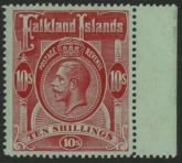 1914 Falkland Islands  SG.68  10/- red/green. mounted mint