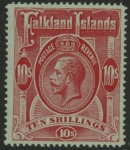 1914 Falkland Islands  SG.68  10/- red/green. U/M (MNH)