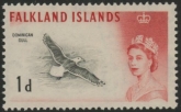 1962  Falkland Islands  SG.194a  1d.black & carmine-red De La Printing. U/M (MNH)