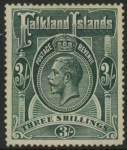 1912 Falkland Islands.  SG.66  KGV. 3/- slate green.  U/M (MNH)